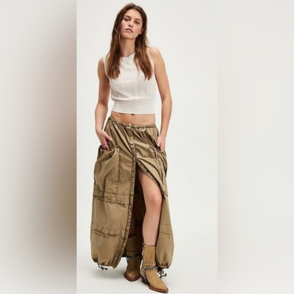 Free People Tan Maxi Skirt